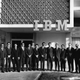 The IBM logo on the façade of an office building, 1968.